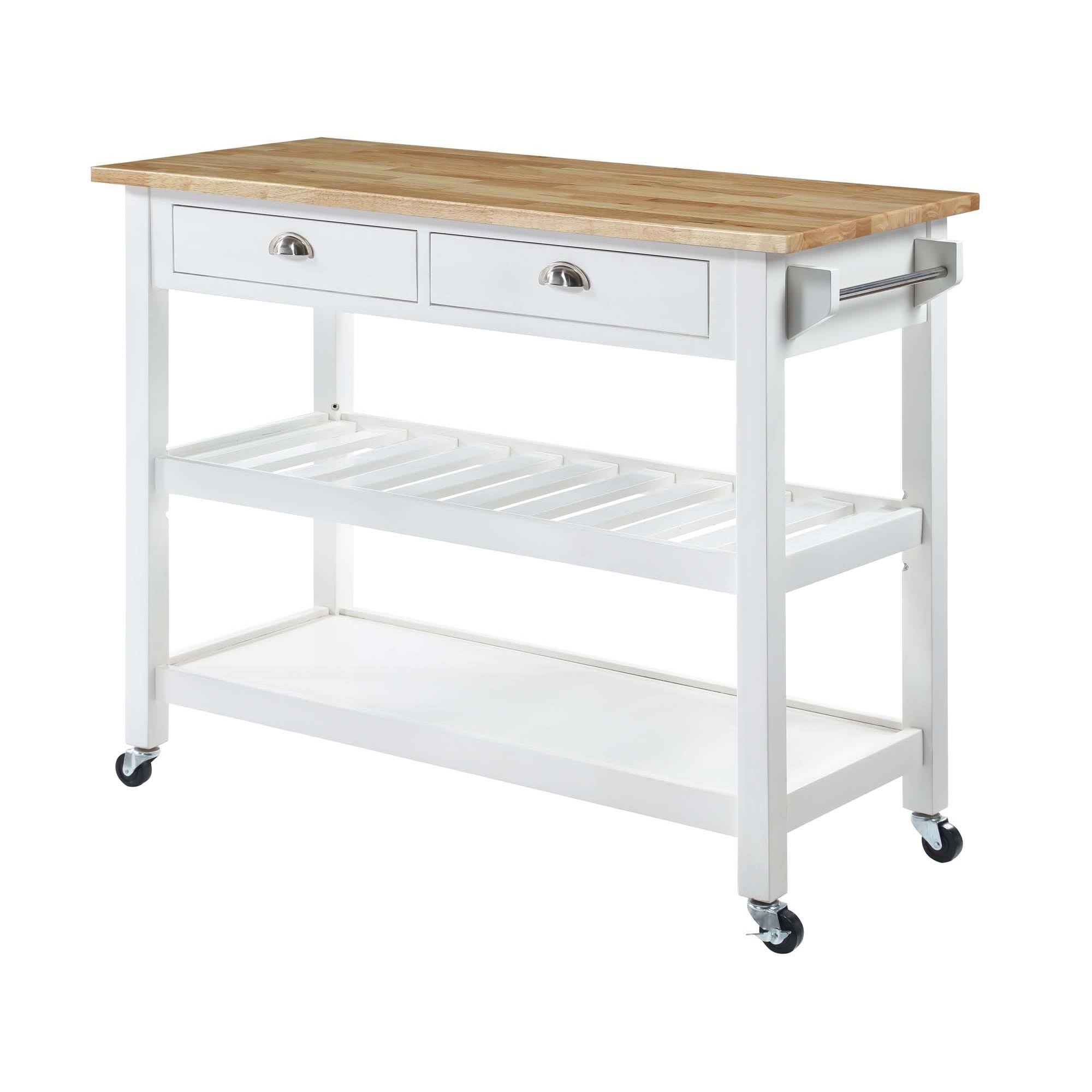 Convenience Concepts American Heritage Butcher Block Top Kitchen Cart