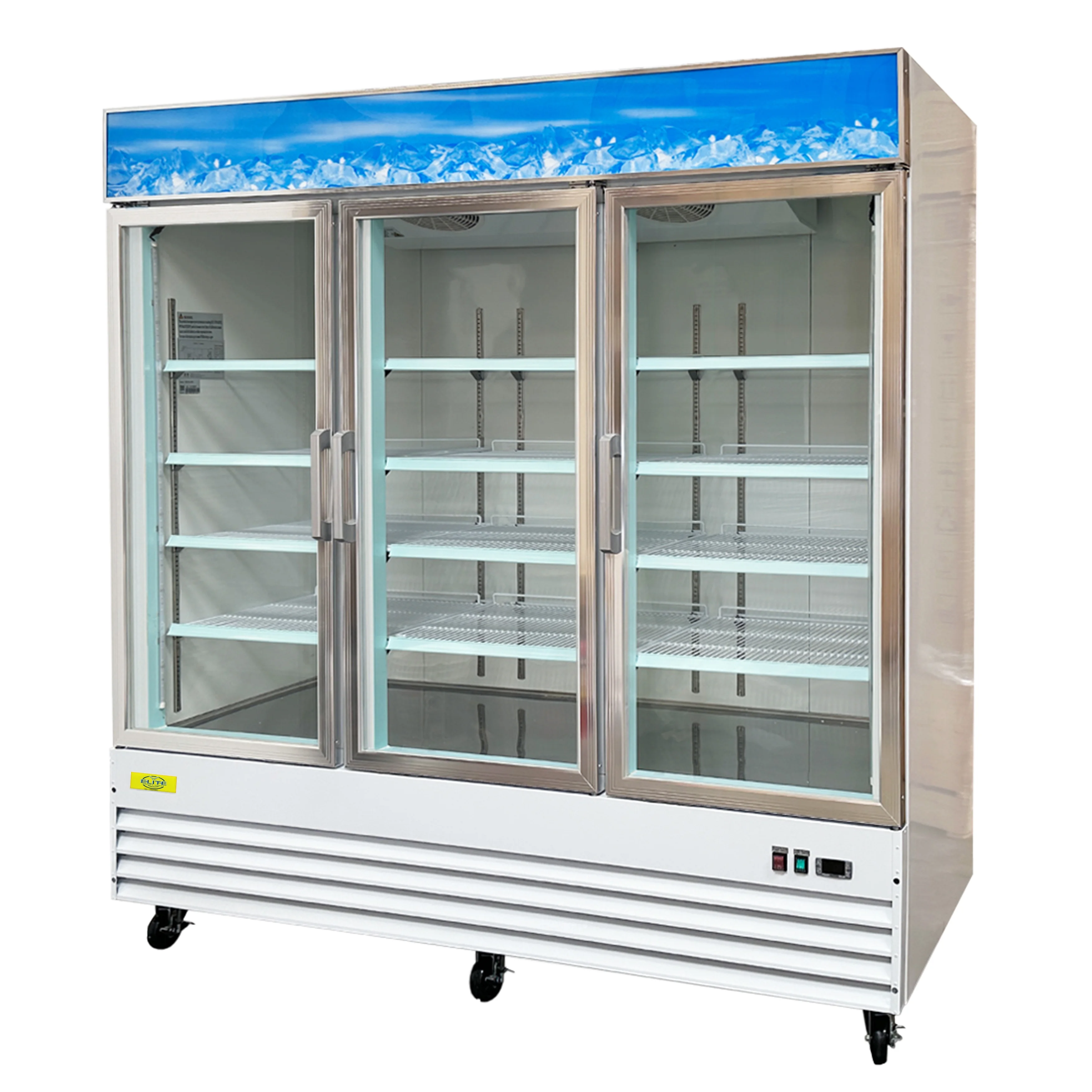 78 in. Three Glass Door Merchandiser Cooler Commercial Refrigerator, 53 Cu. ft.