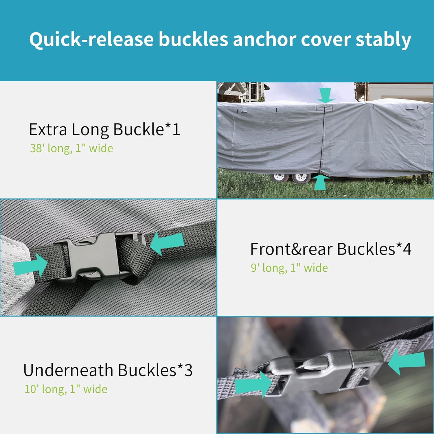 RVMATE Travel Trailer Cover, RV Cover for 24’-27’, Camper Cover with Quick Side Door Access, Air Vent Design, with Maintenance Accessory