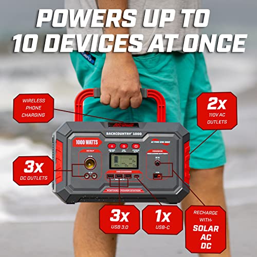 Backcountry Portable Power Stations, 300W, 500W or 1000W - Solar Generator Lithium Backup Battery with Power Outlet, USB