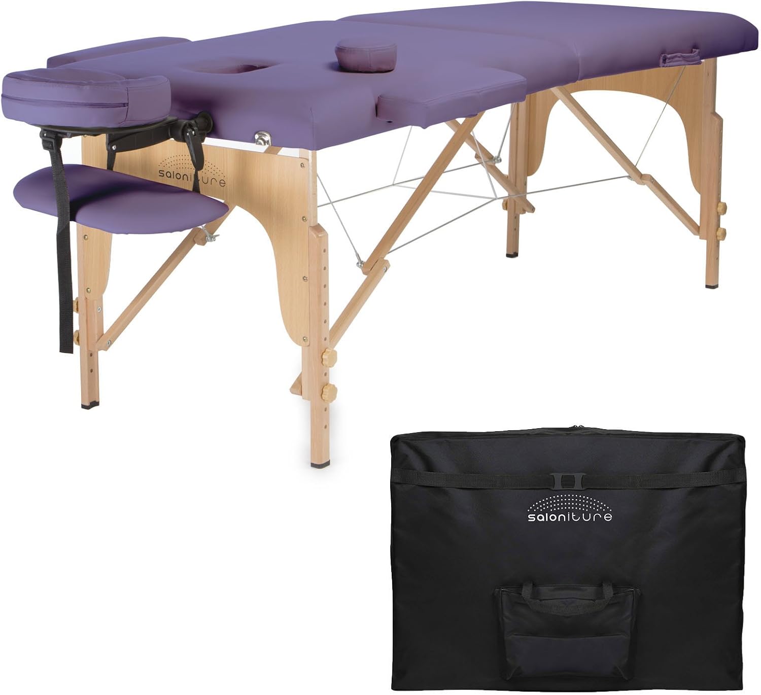 Saloniture Professional Portable Folding Massage Table with Carrying Case - Black