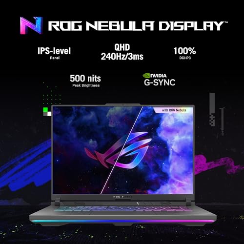 ASUS ROG Strix G16 (2024) Gaming Laptop, 16” Nebula Display 16:10 QHD 240Hz, GeForce RTX 4060, Intel® Core™ i9-14900HX, 16GB DDR5-5600, 1TB PCIe SSD