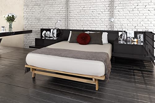 Ekko Platform Bed - Queen Bed Frame - Unfinished Wood Bed Frame - Natural, Minimalist Bed - Floating Bed Design - Easy Assembly