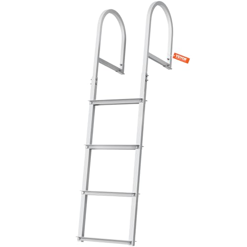 VEVOR Dock Ladder, Removable 5 Steps, 500 lbs Load Capacity, Aluminum Alloy Pontoon Boat Ladder with 3.1'' Wide Step & Nonslip Mat