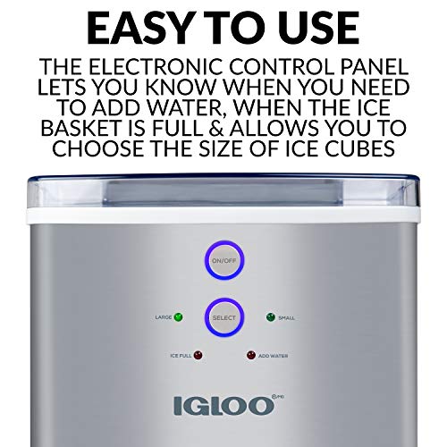 Igloo Electric Countertop Ice Maker Machine - Automatic and Portable - 33 Pounds in 24 Hours - Icecube Maker - Plastic Scoop and Basket