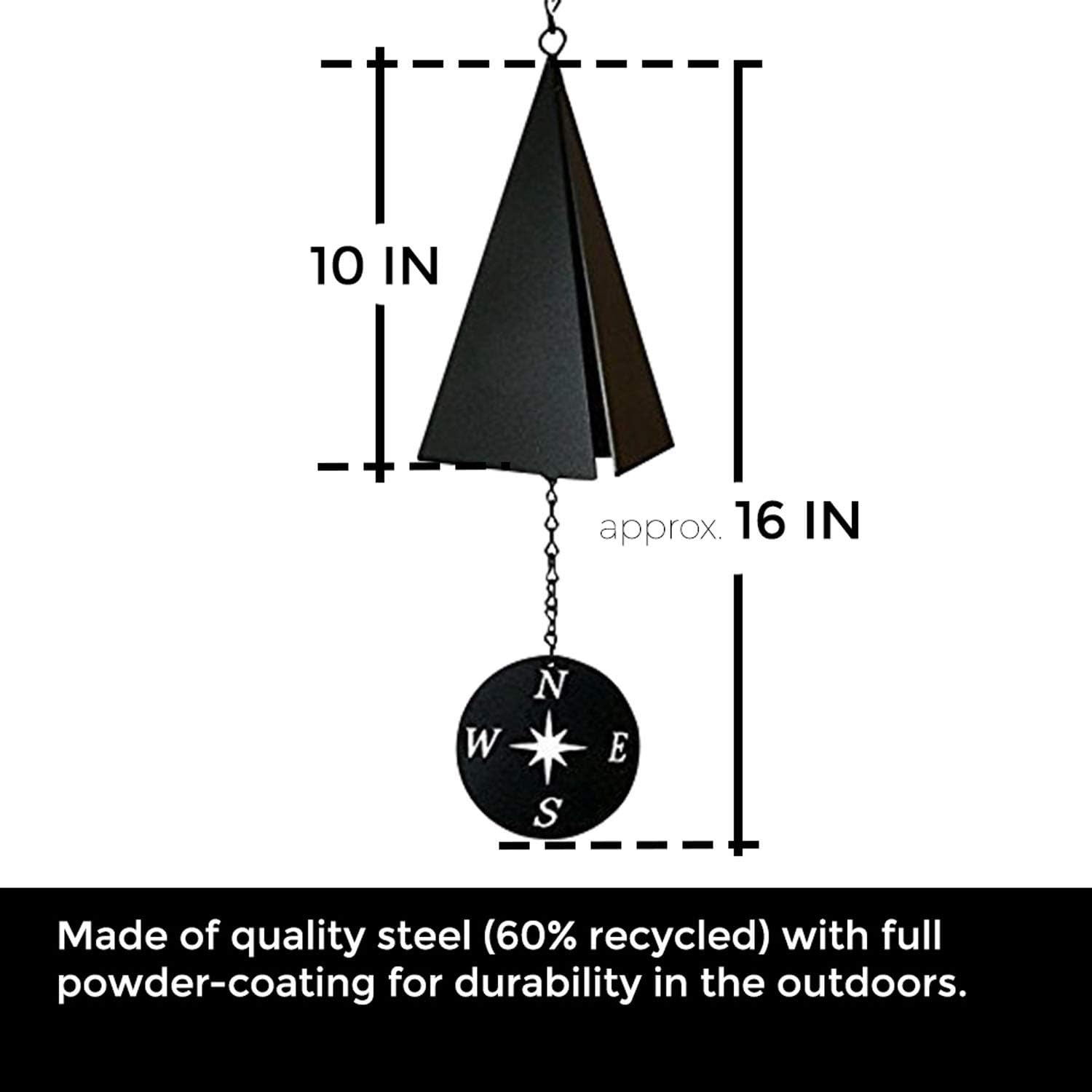 North Country Boothbay Harbor 3-Tone Wind Bell Chimes with Compass Rose &mdash; Unique Outdoor Wind Chime Catcher &mdash