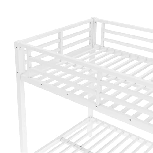 Heavy Duty Bunk Bed Frame with Ladder, Twin XL Over Twin XL Bunk Beds with Safety Guardrails, Adults Bunk Beds with Noise-Reducing Rubber Stoppers
