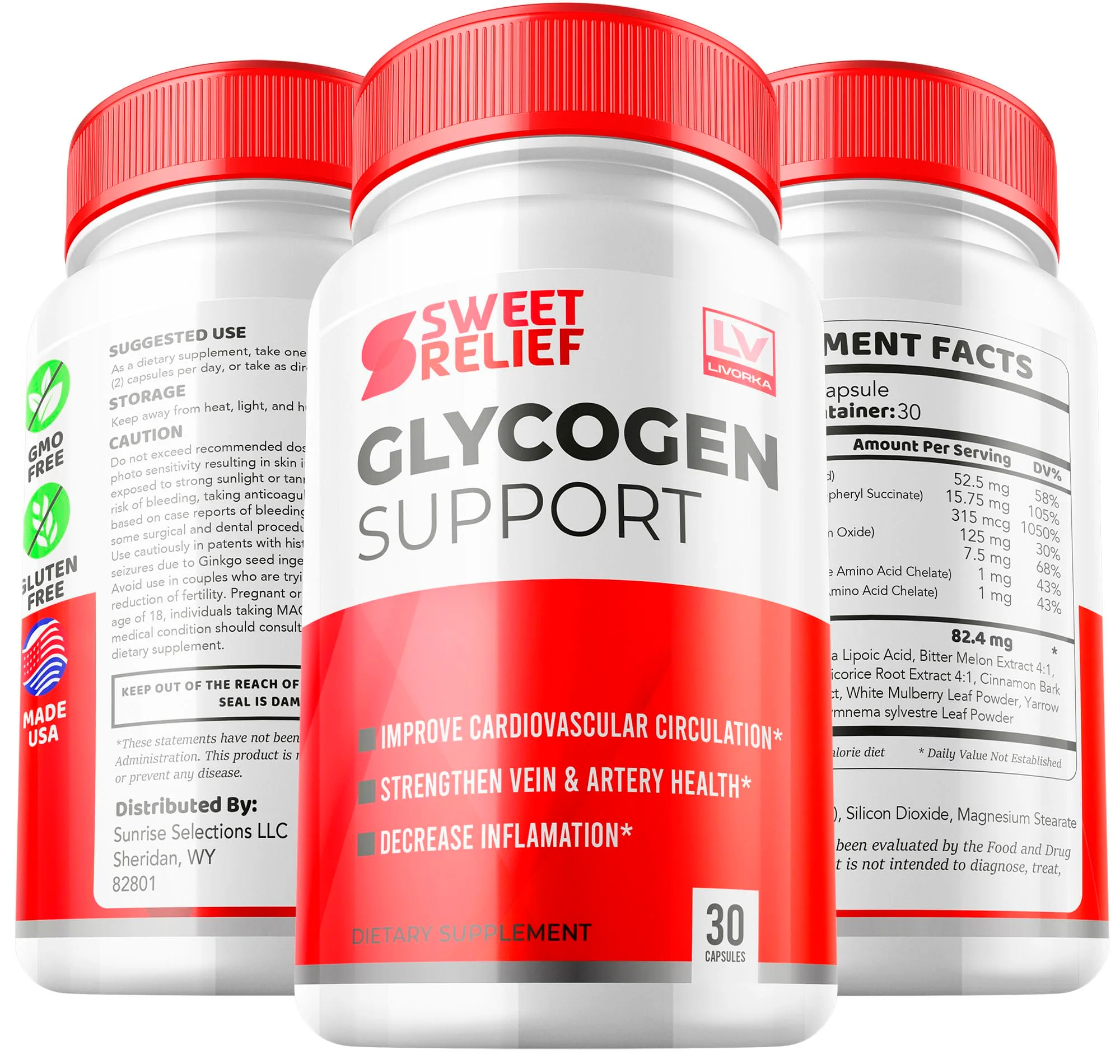 1 Pack - Sweet Relief Glycogen Capsules, Sweet Relief Vitamins, Sweet Relief Glycogen Advancced Formula, Sweet Relief Glycogen Vitamin Capsules