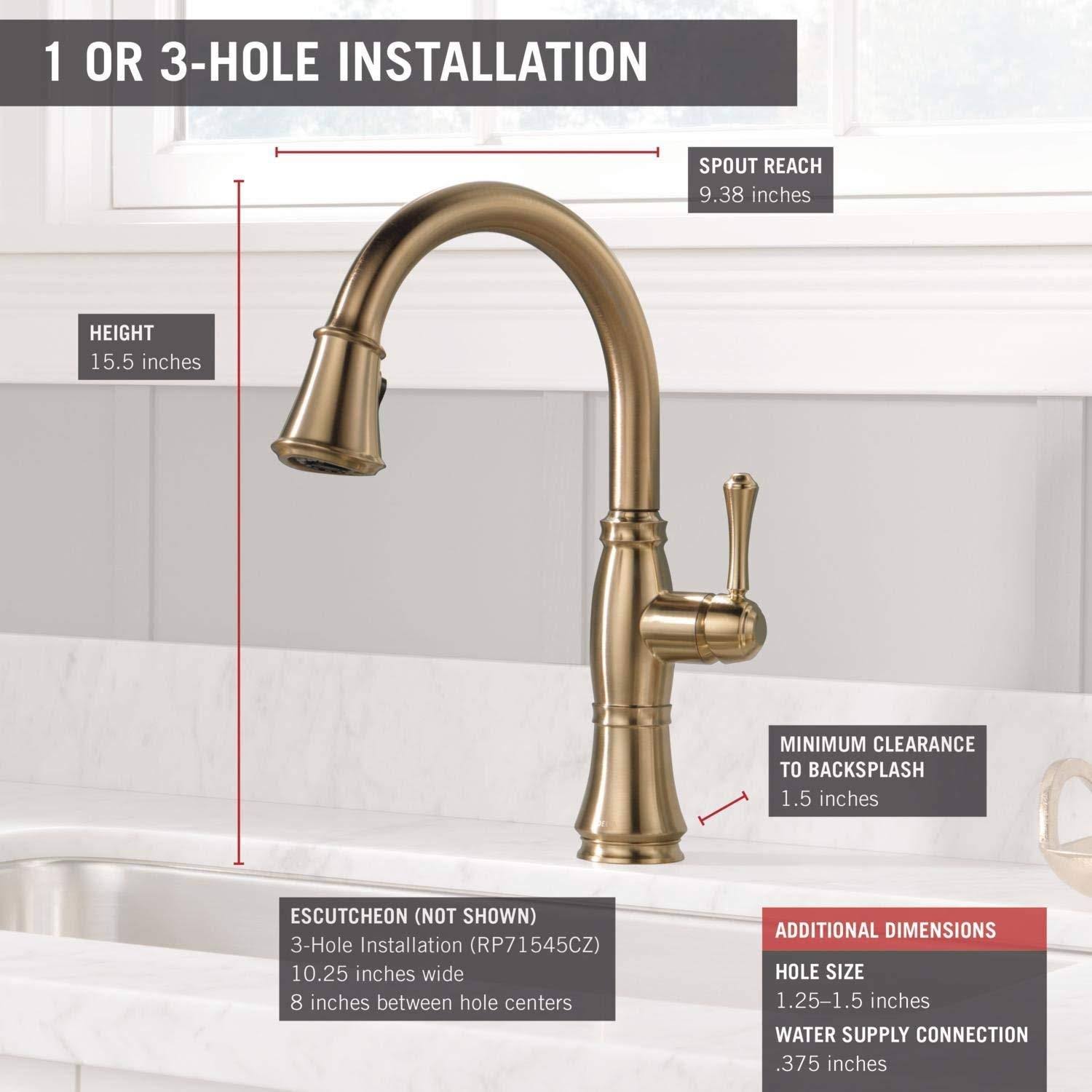 Delta 9197-CZ-DST Cassidy Single Handle Pull Down Kitchen Faucet - Champagne Bronze