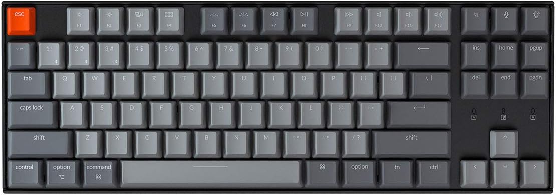 Keychron K8 Hot-swappable Wireless Bluetooth/Wired USB Mechanical Keyboard with Gateron G Pro Blue Switch/White LED Backlight/N-Key Rollover