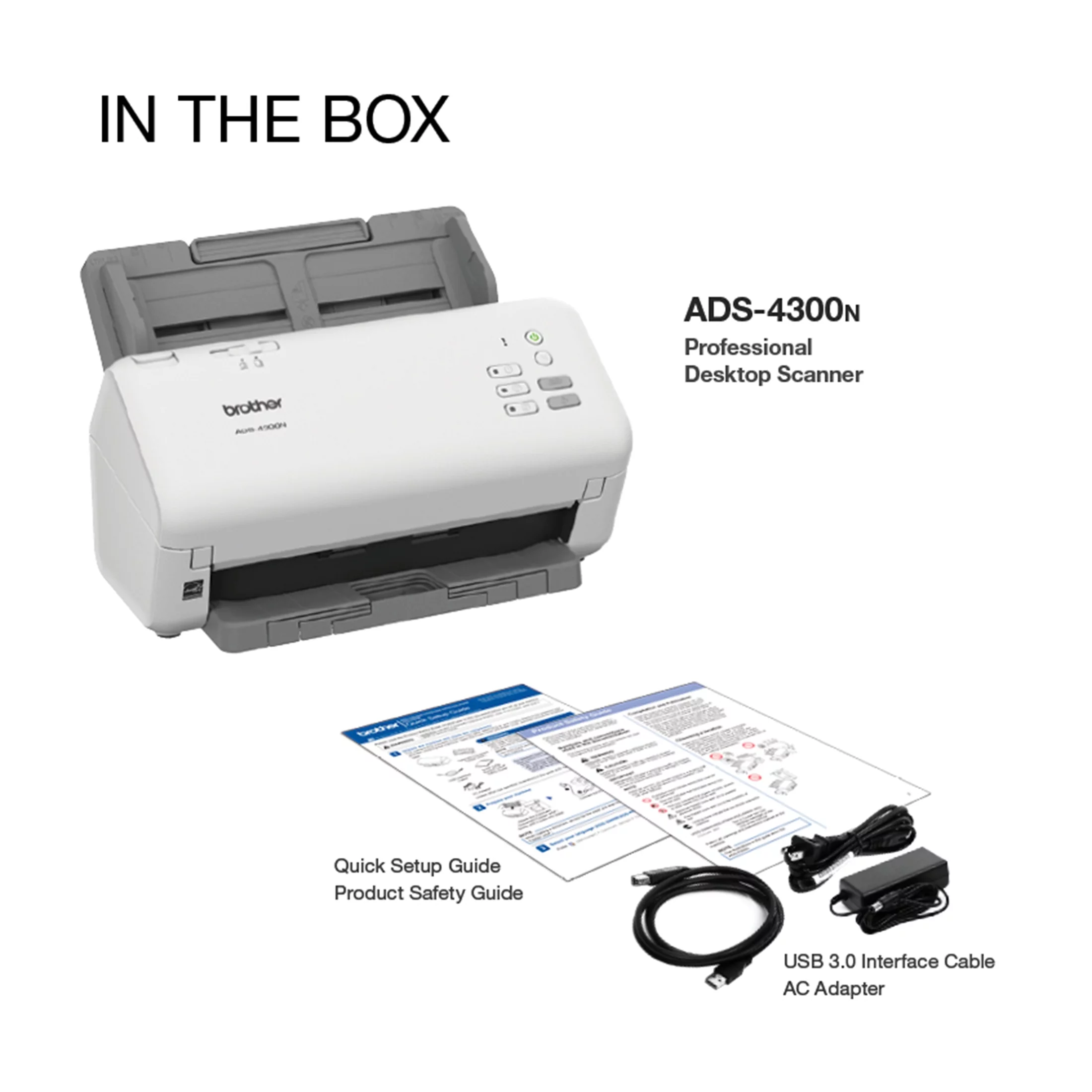 Brother ADS4300N Professional Desktop Document Scanner for Business Workgroups