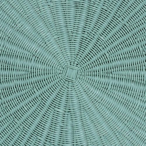 bali & pari Palm Scalloped Rattan Coffee Table - Handwoven Wicker Round Accent Table for Living Room Patio or Sunroom, Coastal Boho Style, White