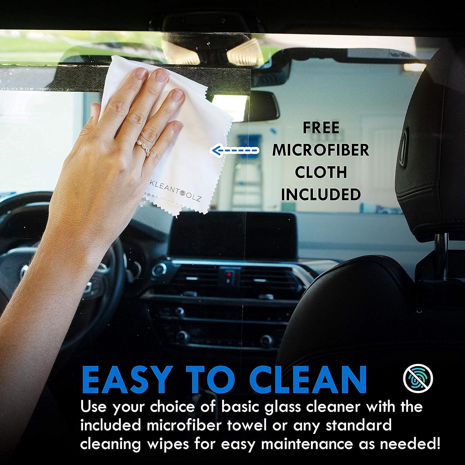 Kleantoolz Adjustable Plexiglass Car Sneeze Guard Barrier - Partition *IMPROVED For Most Vehicles, Shield For Rideshare Driver, Passengers