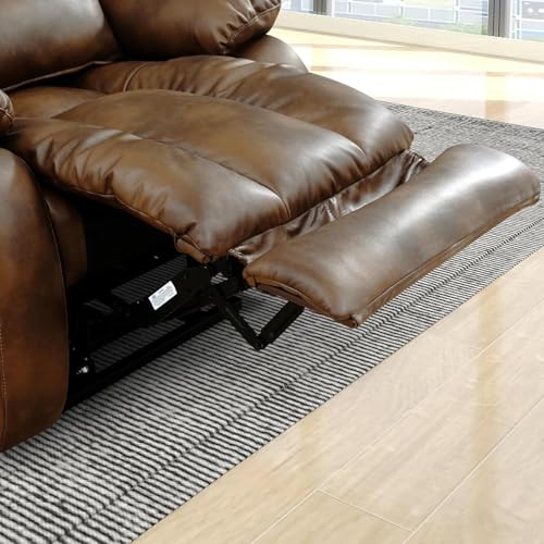 EDILLY Large Genuine Leather Power Lift Recliner Chairs for Elderly, Dual Motor with Massage and Heating,Double Lumbar Cushion and Extended Footrest
