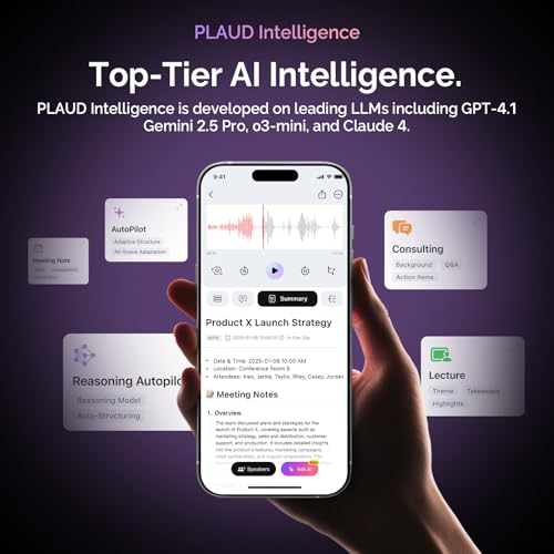 AI Voice Recorder, PLAUD NotePin Voice Recorder, App Control, AI Notetaker, AI Transcribe & Summarize, Support 112 Languages, 64GB Memory