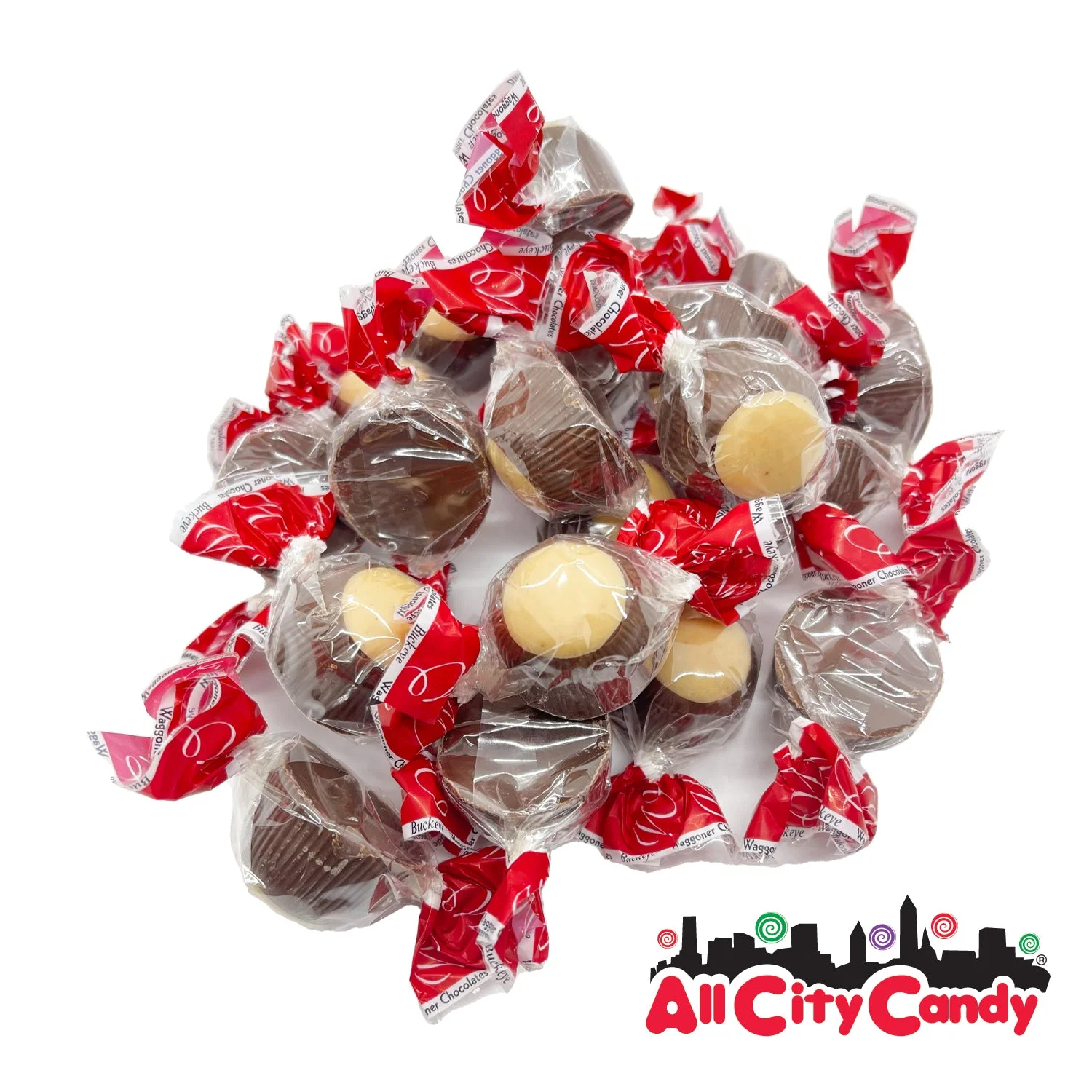 Ohio Made Waggoner Milk Chocolate & Peanut Butter Buckeye Candy Bulk Bags
