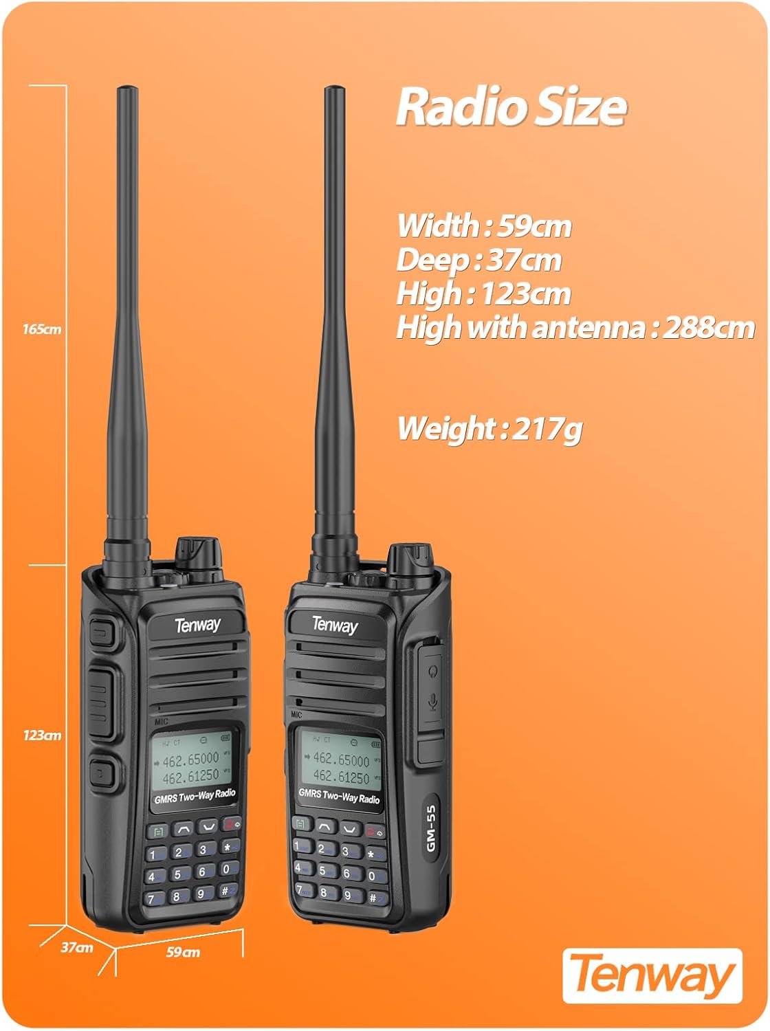 GMRS Radio Handheld 5W Long Range Two Way Radio GMRS Repeater Capable, with NOAA Scanning & Receiving, Display SYNC, for Off Road Overlanding