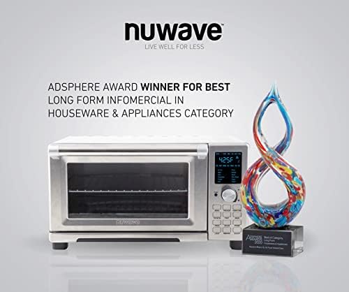 Nuwave Bravo Air Fryer Toaster Smart Oven, 12-in-1 Countertop Convection, 30-QT XL Capacity, 50°-500°F Temperature Controls