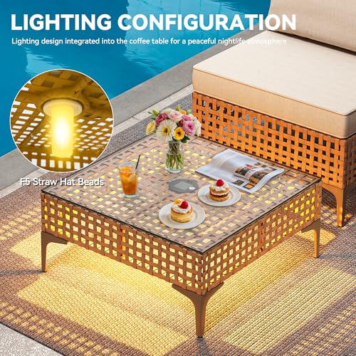 YITAHOME 5 Pieces Outdoor Patio Dining Table Chair Set,Wicker Patio Dining Set,Outdoor Rattan Dining Table Set for Patio, Backyard, Balcony