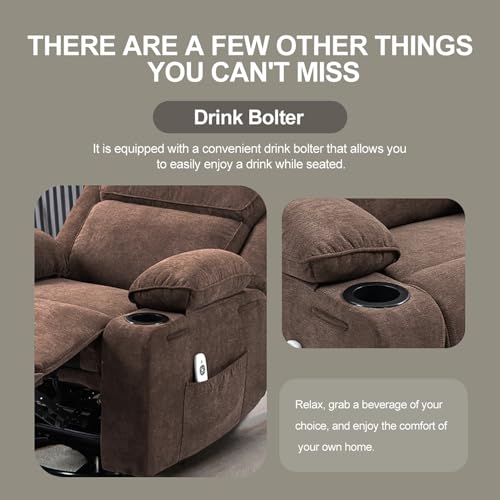 Rocker Recliner Chair with Massage and Heated, 360°Swivel Rocking Chairs with Cup Holders Remote Control for Living Room (Gray Oatmeal)