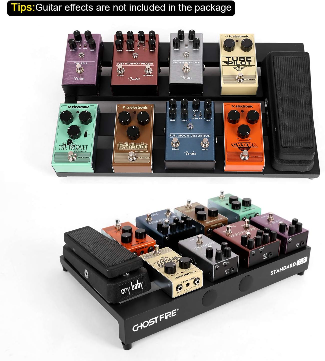Ghost Fire Guitar Pedal Board Aluminum Alloy Effect Pedalboard with Carry Bag,V series (V-BABY MAX（Deluxe Edition）)