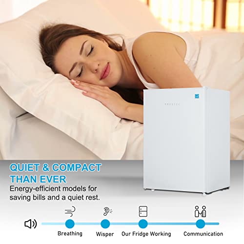 Frestec Compact Fridge 3.2 CU.FT. Mini Dorm Refrigerator Small Fridge with Freezer, 37 dB Low Noise, Adjustable Temperature, Reversible Door