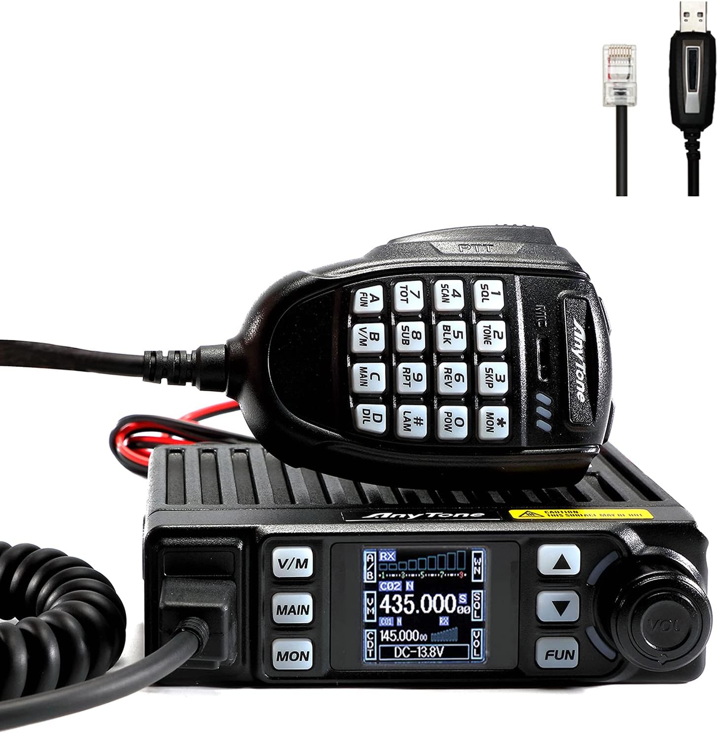 AnyTone Mobile Amateur Transceiver AT-779UV 20-Watt Dual Band VHF/UHF 144-148MHz/420-450MHz Mobile Radio Long Range Mini Scanning Receiver w/Free