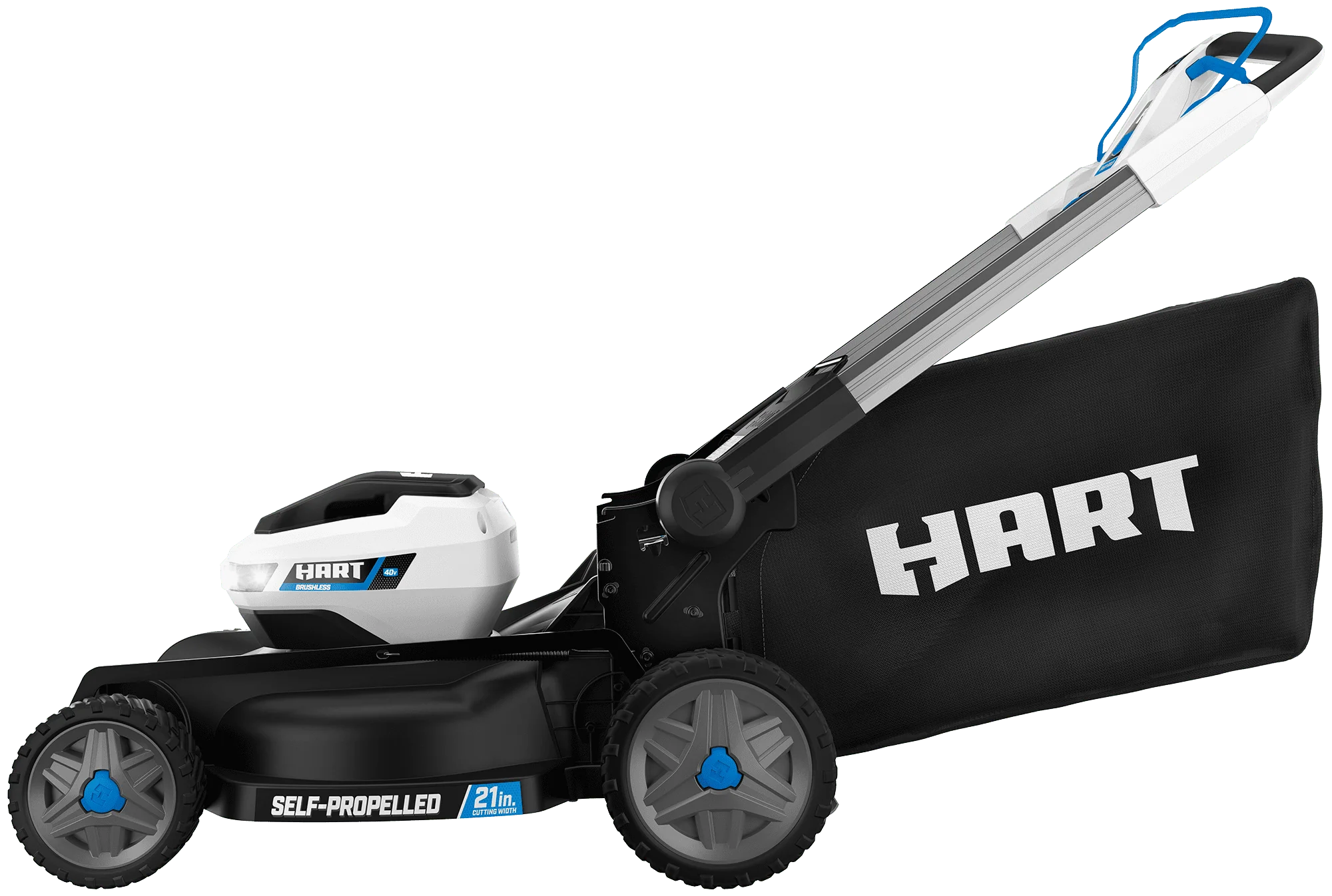 HART 40-Volt 21-inch Supercharge 3-in-1 Self-Propelled Mower Kit, (2) 6.0Ah Lithium-Ion Batteries