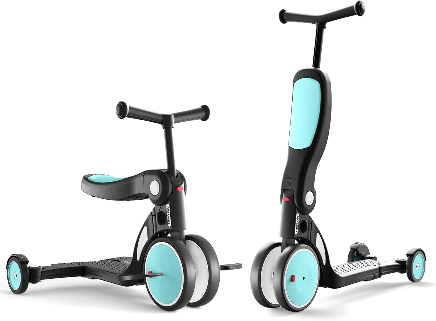 Cozy Castle 5-in-1 Kick Scooter for Girls and Boys, Adjustable Height Foldable 3 Wheels Toddler Scooter, Scooters for Toddlers with Detachable Pedals