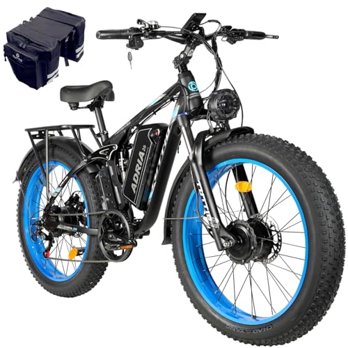 TUTTIO Electric-Bike for Adults-Men, Dual-Motor-Ebike 40-46MPH-Hunting-Ebike, 52V 30AH Long Range Dirtbike, 26" Fat-Tire-Electric-Bicycle