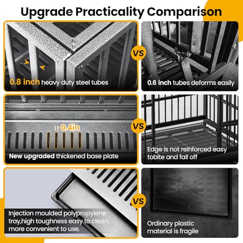 Oranland 48 inch Heavy Duty Indestructible Dog Crate,2025 New Upgraded Reinforced Baseplate for Large Dogs