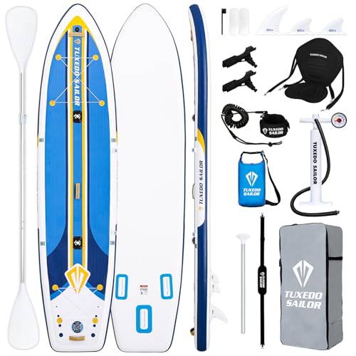 Tuxedo Sailor Inflatable Stand Up Paddle Board with Complete Accessories for Surfing and Traveling