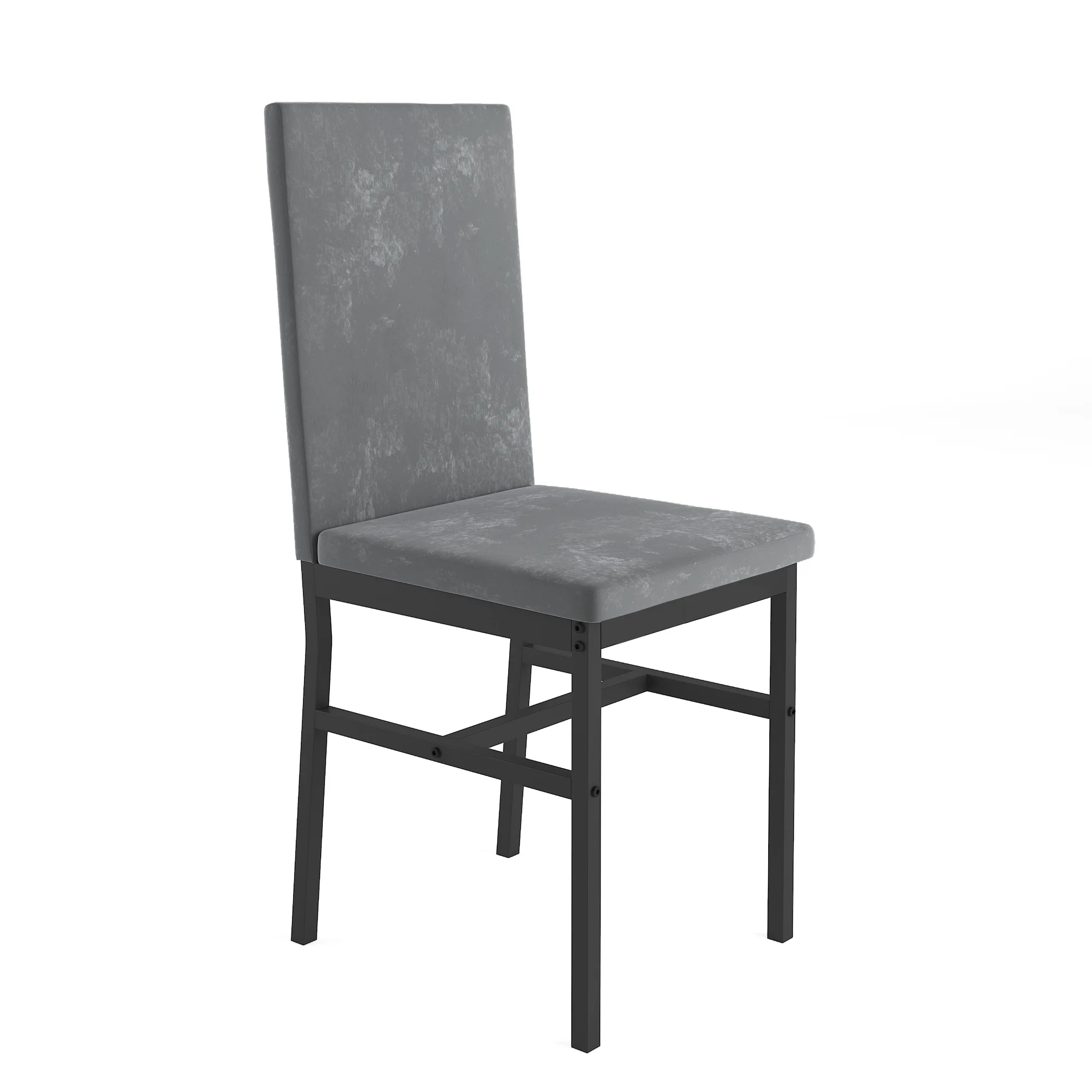 Modern Dining Set for 4, 5-Piece Dining Table and Chairs Set, 1 Table with White Marble Top, 4 Gray Velvet Chairs for Kitchen Dining Room Living Room