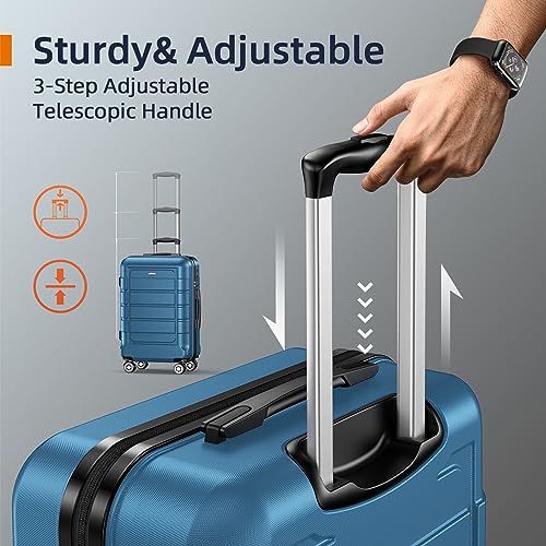 SHOWKOO Luggage Sets Expandable PC+ABS Durable Suitcase Double Wheels TSA Lock Black