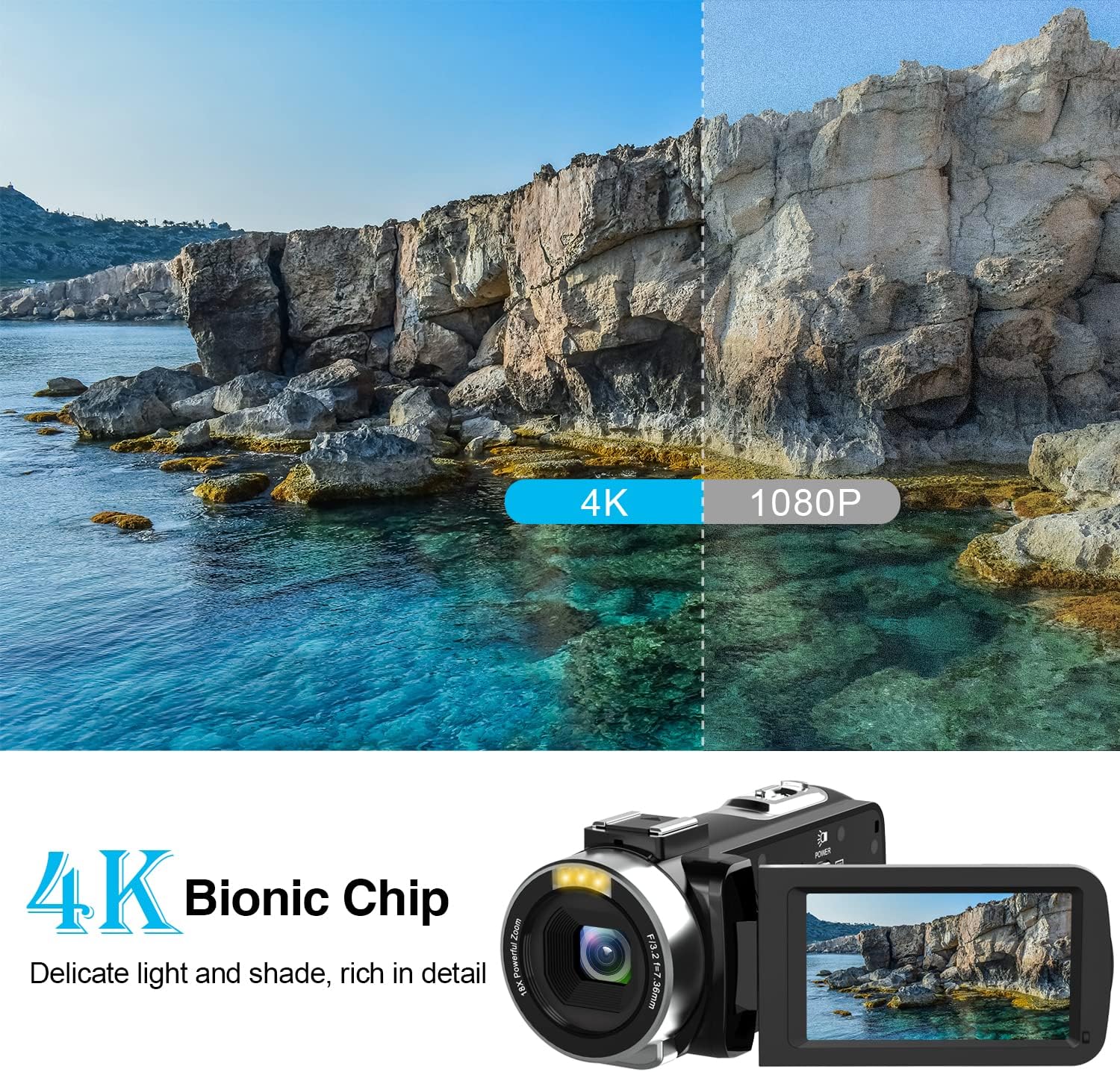 Hojocojo Video Camera, 4K Camcorder with IR Night Vision, WiFi Digital Camera, 18X Digital Zoom, Vlogging Camera for YouTube, Kids Video Camera