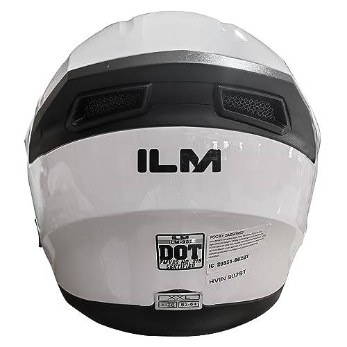 ILM Bluetooth Motorcycle Helmet Modular Flip up Full Face Dual Visor Mp3 Intercom FM Radio DOT Model 902BT(Matte Black, Large)