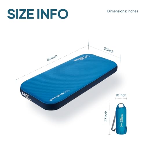 LOSTHORIZON Air & Foam Camping Mattress, Self-Inflating Sleeping Pad, 4.5" Thick, with Pump Sack, Cot