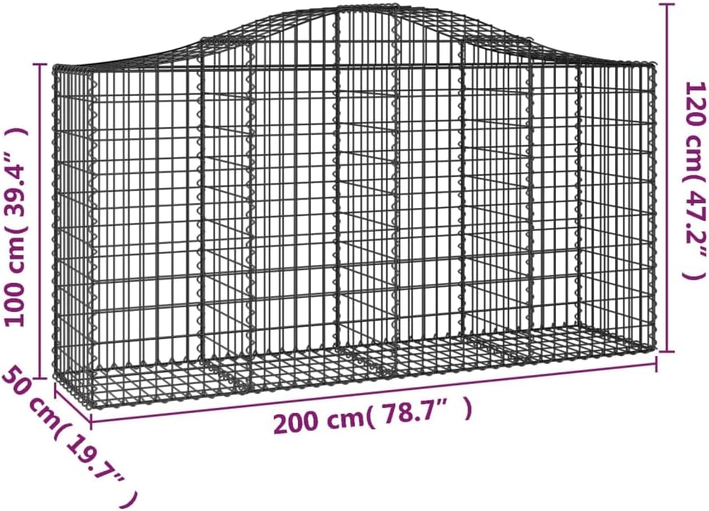 Arched Gabion Baskets 4 pcs 78.7"x19.7"x39.4"/47.2" Galvanized Iron,Home & Garden,Lawn & Garden,Gardening,Pots & Planters,Silver,103.4kg/227.48ib