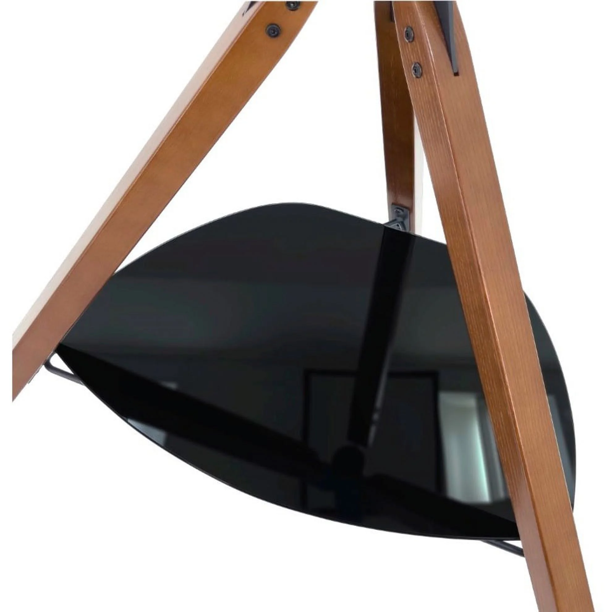 AVF FSL1000HOXDWB-A Hoxton TV Floor Stand with TV Mounting Column for 32-inch to 65-Inch TVs, Dark Wood Legs Column and Black Glass