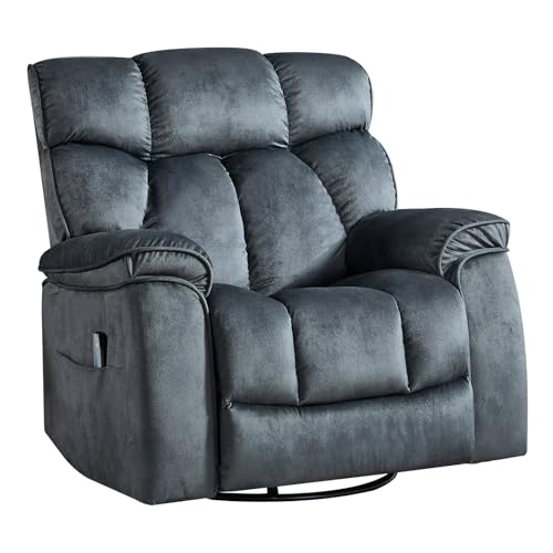 INZOY Massage Swivel Rocker Recliner with Heat and Vibration, Manual Rocking Recliner Chair with Vibrating Massage