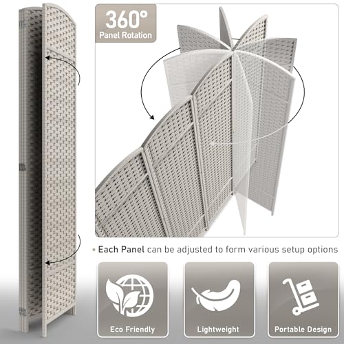 Sorbus 8-Panel Black Room Divider with Double Hinged Panels, 6 ft Tall Folding Privacy Screen