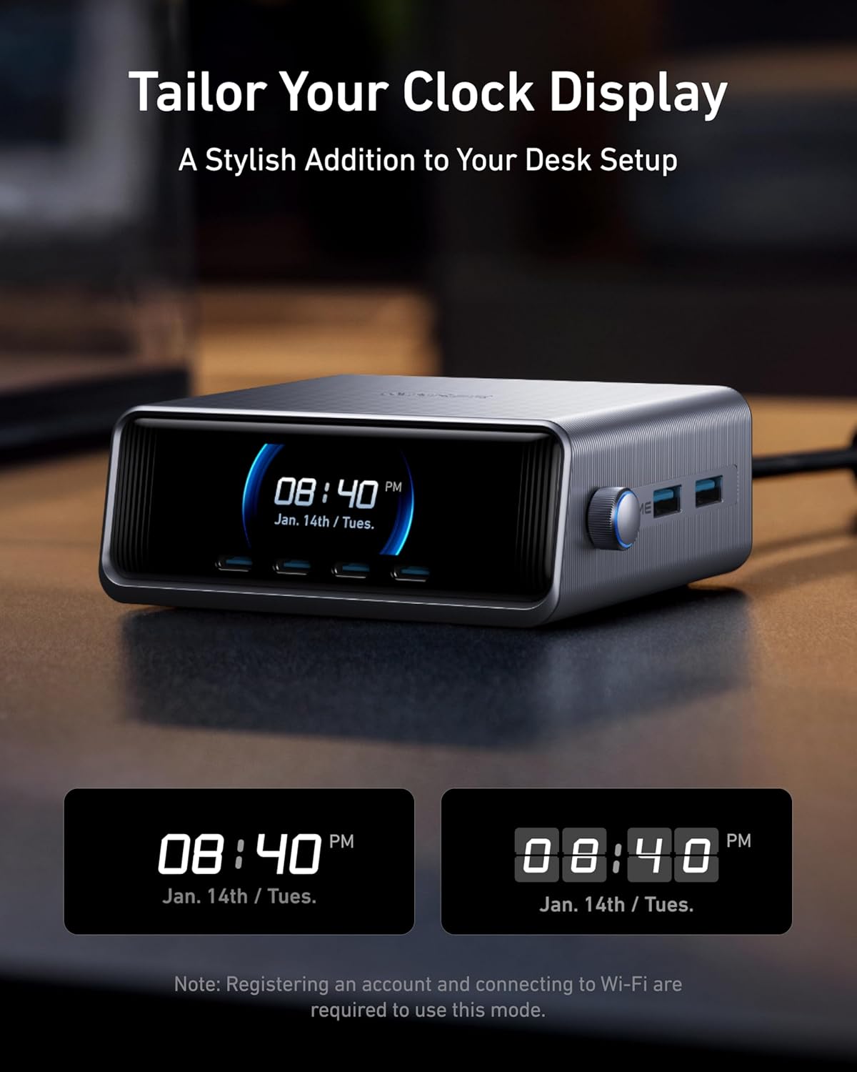 Anker Prime 250W USB-C Charger, Ultra-Fast 6-Port GaN Charging Station, 2.26" LCD Display and Smart Control Dial, Compatible with MacBook Pro/Air