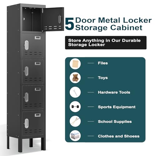 Metal Cabinet Home Office Storage,Lockers,Lockable Employees Metal Locker with Door,54" Height Steel Locker,Lockable Steel Locker for Gym,School,Home