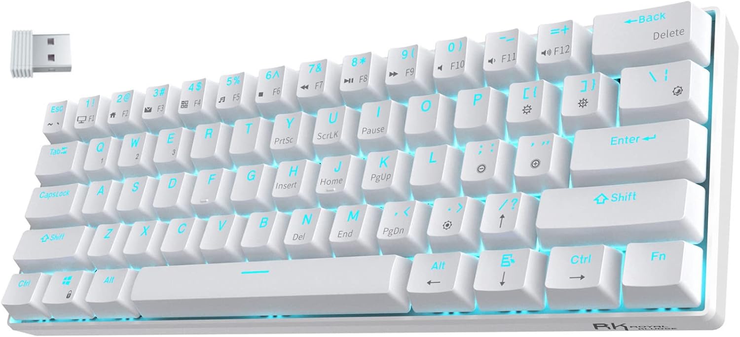 RK ROYAL KLUDGE RK61 Wireless 60% Triple Mode Mechanical Keyboard, 61 Keys Bluetooth Mechanical Keyboard