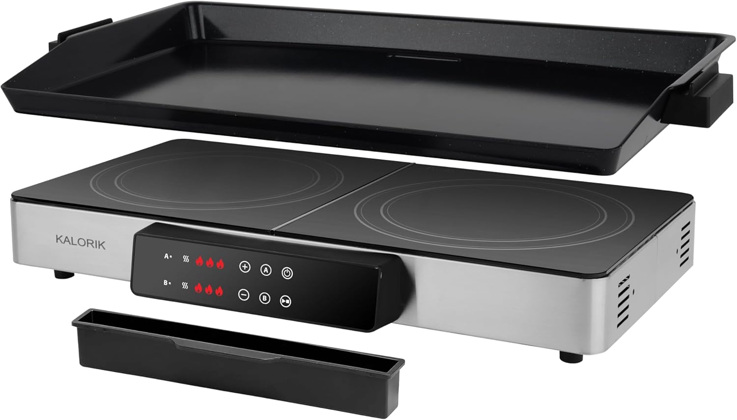 Kalorik MAXX 2-in-1 Electric Griddle & Double Cooktop, Stainless Steel (GR 52470 SS)