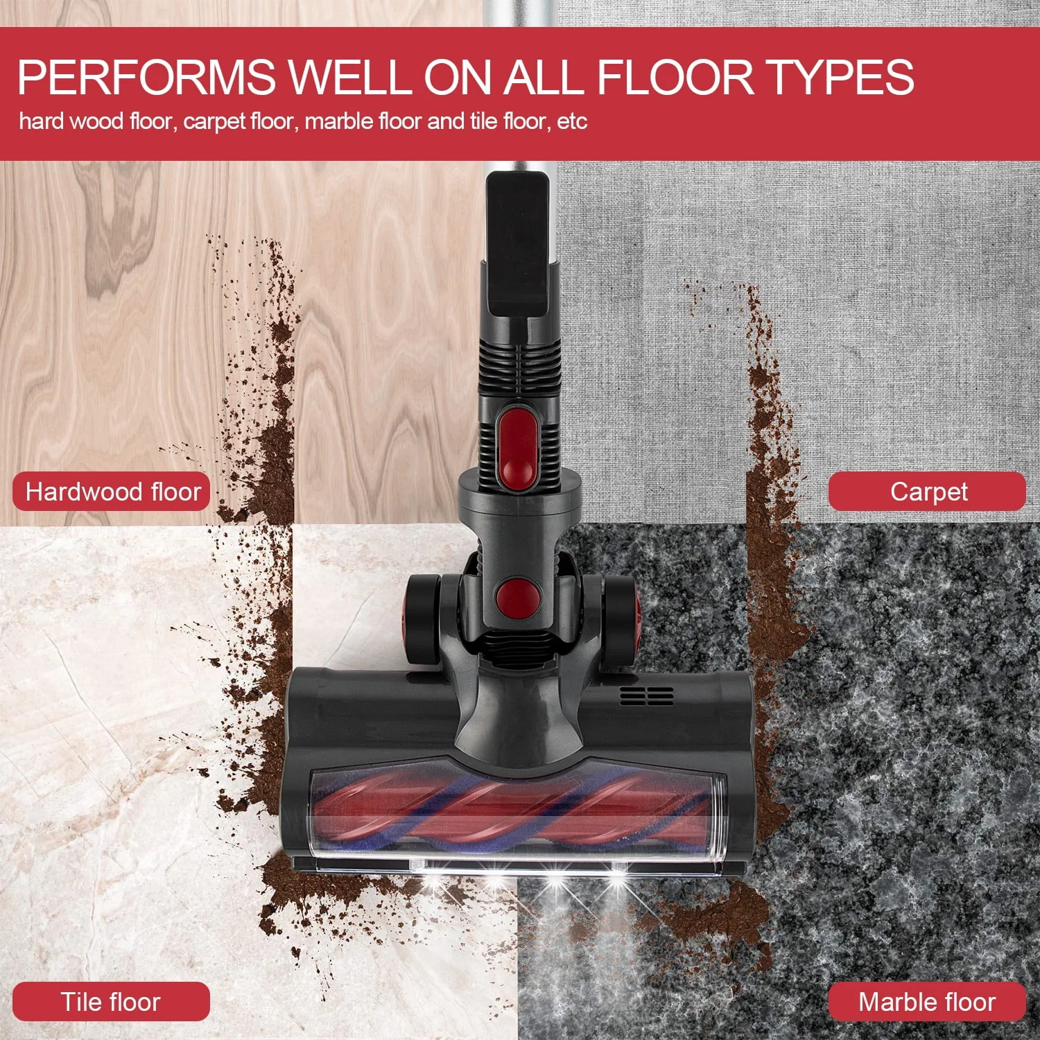 Moosoo Cordless Vacuum 4-in-1 Lightweight Stick Vacuum Cleaner, XL-618A