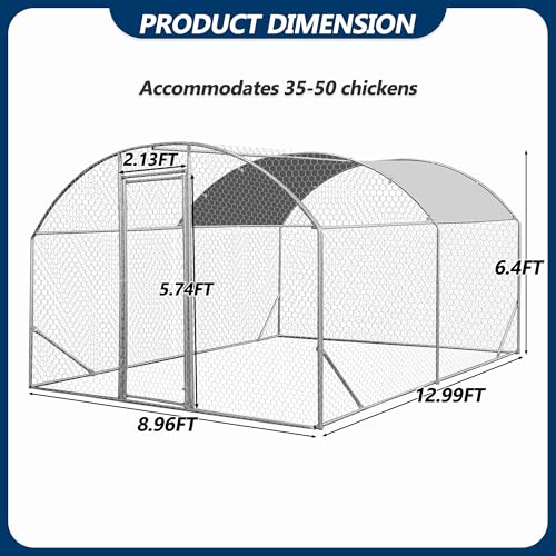 COVERONICS Metal Chicken Coop Run - Outdoor Large Chicken Coop with Waterproof Cover and Security Lock