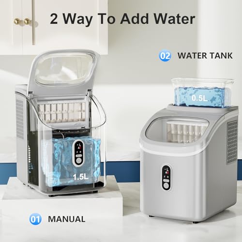 Ice Cube Maker Antarctic Star Countertop Ice Machine, 2 Ways to Add Water, 30Lbs/24H, 16Pcs/13Mins, Self-Cleaning, Ice Scoop&Ice Basket