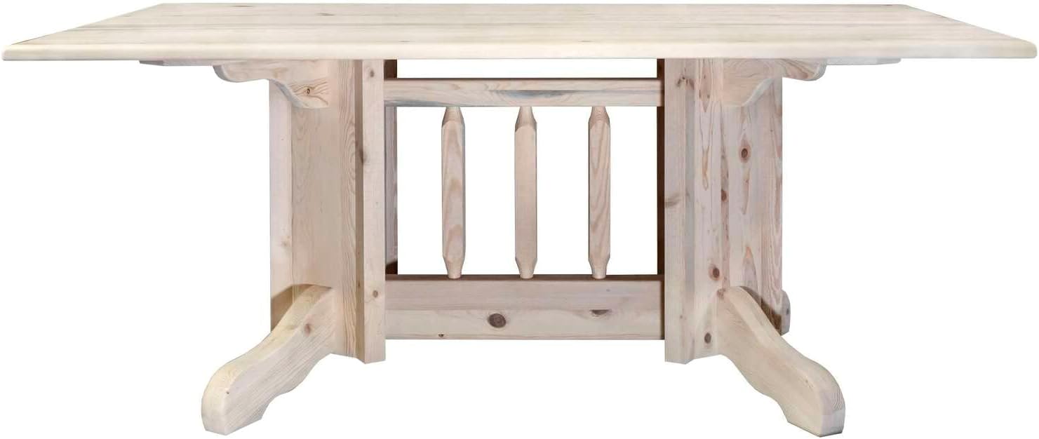 Montana Woodworks Homestead Collection Double Pedestal Dining Table, Clear Lacquer Finish