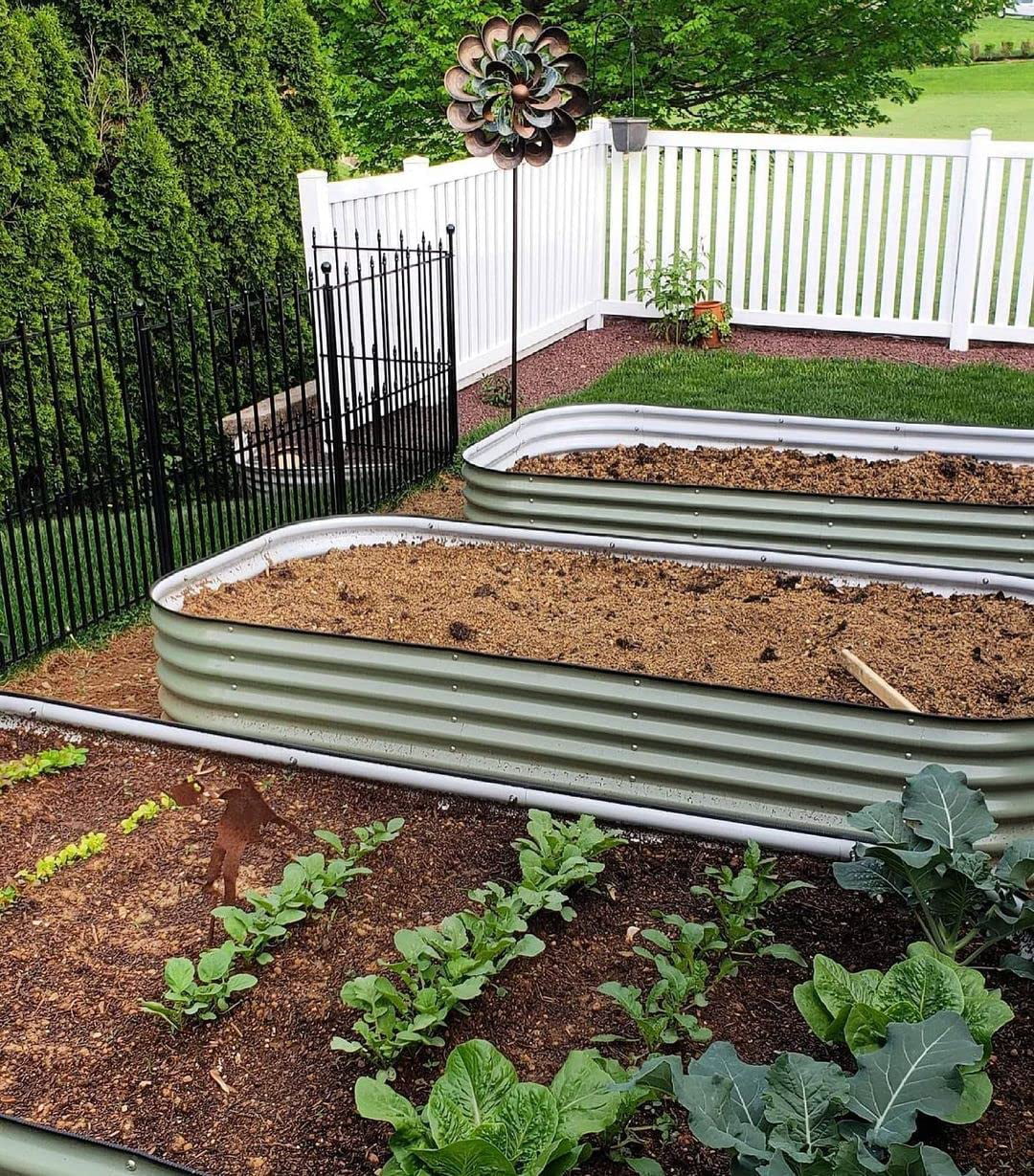 Vego Garden 17" 10 in 1 9.5 ftx2.5 ft / 8 ft x 4 ft Modular Metal Raised Gardening Bed Olive Green